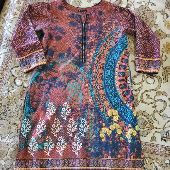 J. Pret Tops - J. Pret Batik Boho Tunic - EUC